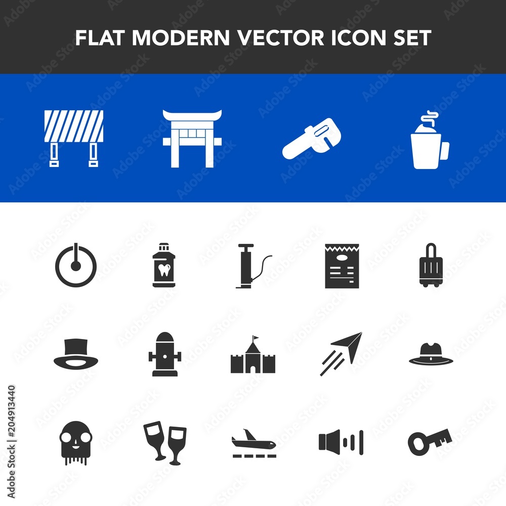 Modern, simple vector icon set with brush, key, health, airport, hat, fire, water, drink, sign, luggage, street, repair, pump, traffic, background, power, travel, road, wine, volume, bag, cup icons Modern, simple vector icon set with brush, key, health, airport, hat, fire, water, drink, sign, luggage, street, repair, pump, traffic, background, power, travel, road, wine, volume, bag, cup icons