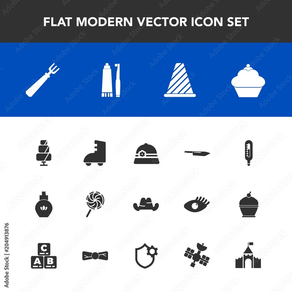 Modern, simple vector icon set with security, beauty, bow, aroma, child, elegance, sign, skating, road, perfume, kitchen, fashion, traffic, castle, toothbrush, headwear, spoon, doughnut, candy icons Modern, simple vector icon set with security, beauty, bow, aroma, child, elegance, sign, skating, road, perfume, kitchen, fashion, traffic, castle, toothbrush, headwear, spoon, doughnut, candy icons