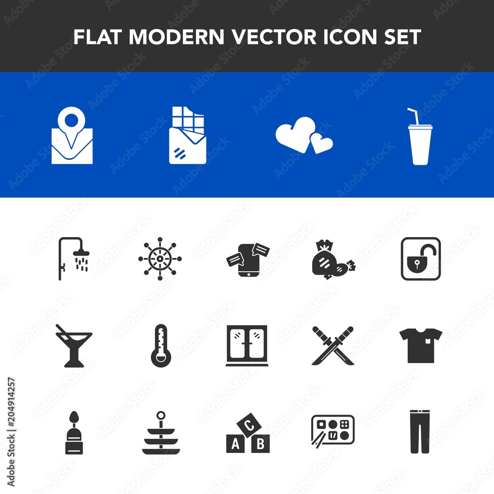 Modern, simple vector icon set with rudder, juice, shower, nautical, valentine, travel, security, love, heart, open, location, interior, chocolate, lollipop, summer, mobile, bar, chat, cabinet icons Modern, simple vector icon set with rudder, juice, shower, nautical, valentine, travel, security, love, heart, open, location, interior, chocolate, lollipop, summer, mobile, bar, chat, cabinet icons