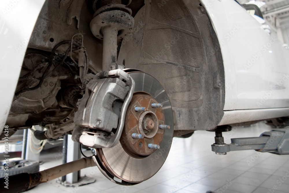 custom made wallpaper toronto digitalDisc brakes. assembly on a modern automobile - Brake work in progress.