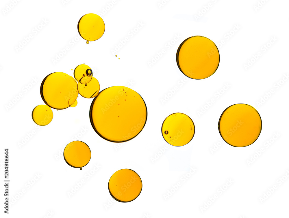Drop oil of motor car or bubble olive yellow water juice syrup liquid isolated on white background photo object - obrazy, fototapety, plakaty 