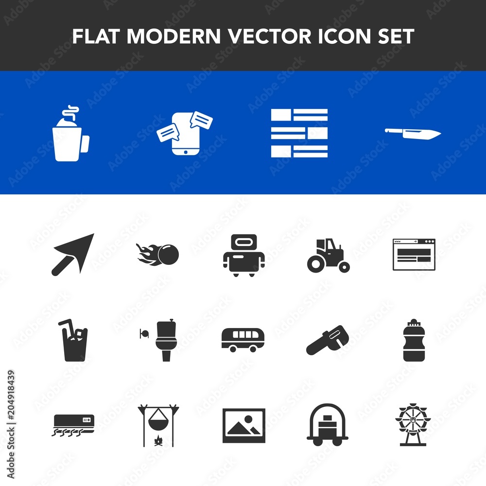 Modern, simple vector icon set with mobile, wc, communication, astronomy, carousel, web, drink, tractor, restroom, news, cyborg, kitchen, internet, phone, park, transportation, agricultural, eye icons Modern, simple vector icon set with mobile, wc, communication, astronomy, carousel, web, drink, tractor, restroom, news, cyborg, kitchen, internet, phone, park, transportation, agricultural, eye icons