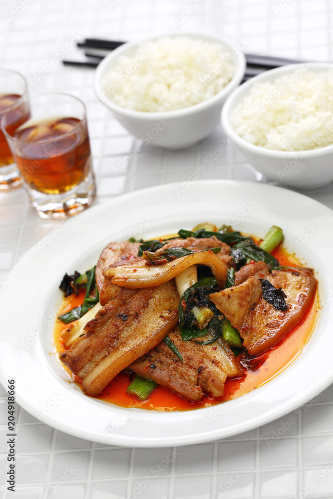 traditional twice cooked pork, Sichuan style chinese dish traditional twice cooked pork, Sichuan style chinese dish