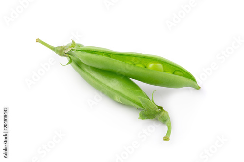 Green fresh Pea isolated on a white background
