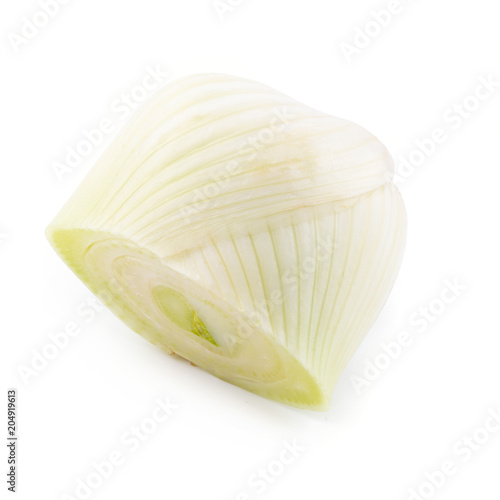 Fresh organic fennel and slice isolated on a white background
