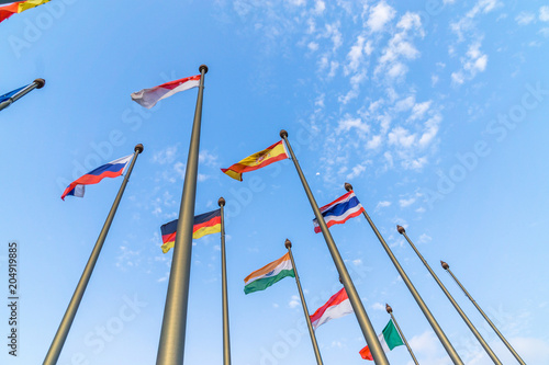 flag of the world with blue sky