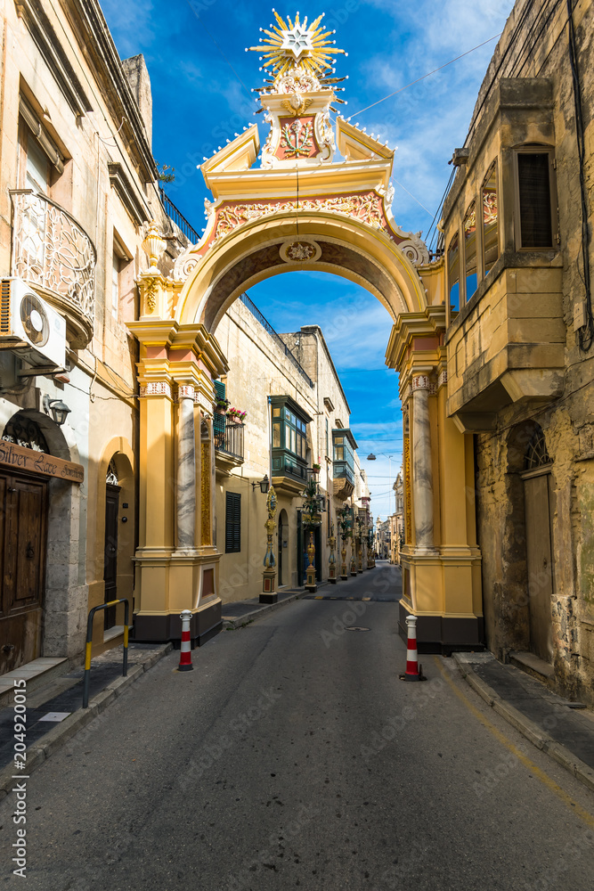 Street of ancient town Rabat in Malta