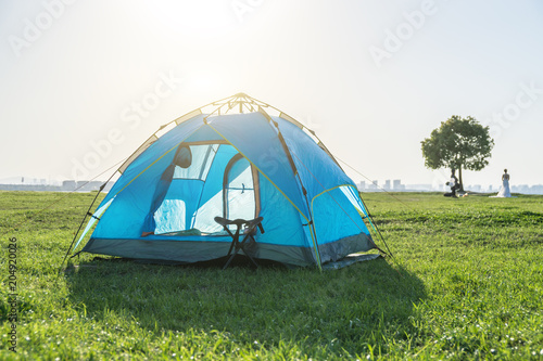 camping tent on the grassland