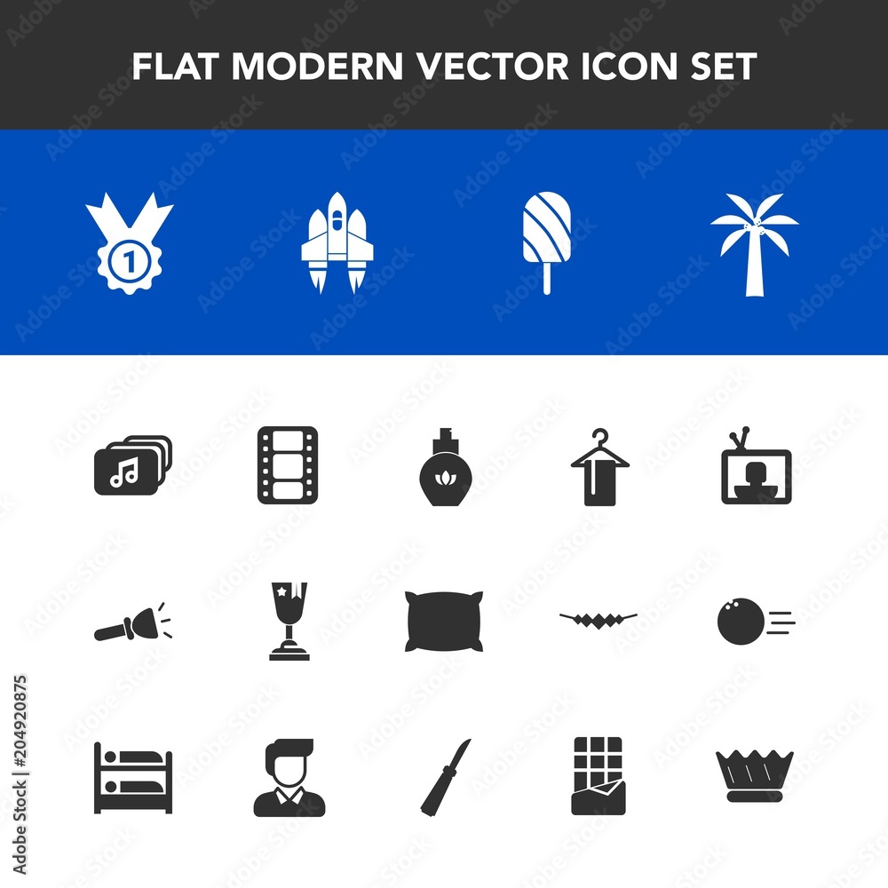 Modern, simple vector icon set with music, television, craft, rocket,  hanger, electric, , bottle, king, soft, dessert, white, first, film, ice,  video, technology, queen, movie, achievement, home icons Stock Vector |  Adobe Stock