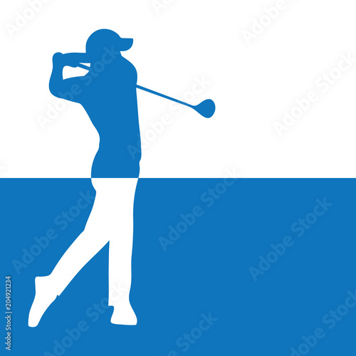 Silhouette golfer swing driver club for golf flyer template