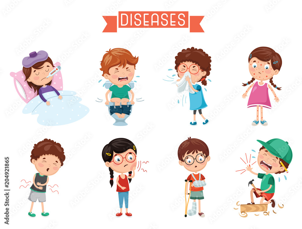 Vector Illustration Of Child Diseases