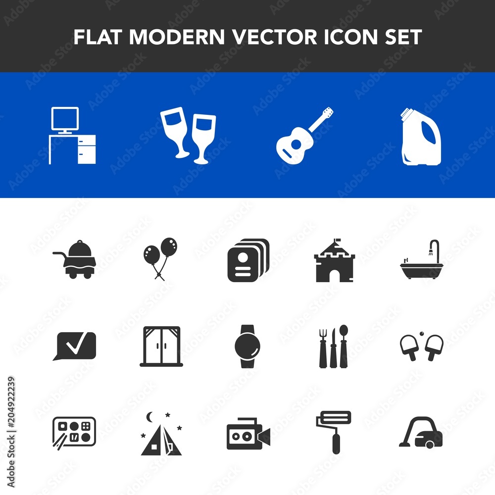 Modern, simple vector icon set with window, castle, communication, domestic, work, birthday, guitar, sign, architecture, housework, modern, alcohol, service, celebration, home, gadget, hotel, id icons Modern, simple vector icon set with window, castle, communication, domestic, work, birthday, guitar, sign, architecture, housework, modern, alcohol, service, celebration, home, gadget, hotel, id icons