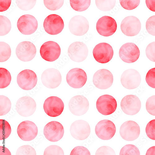 Aquarelle pink seamless pattern with dots and circles © incomible