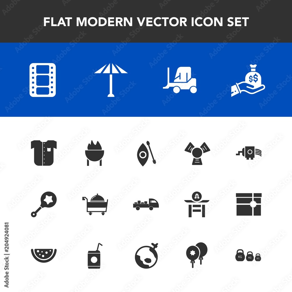 Modern, simple vector icon set with kayaking, clothing, new, culture, movie, cargo, meat, baby, child, money, food, sack, infant, water, kitchen, toy, japan, restaurant, film, bag, grill, cooler icons Modern, simple vector icon set with kayaking, clothing, new, culture, movie, cargo, meat, baby, child, money, food, sack, infant, water, kitchen, toy, japan, restaurant, film, bag, grill, cooler icons