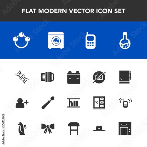 Modern, simple vector icon set with baby, lift, music, toy, tool, office, full, picture, dinner, old, modern, hat, rattle, account, sheriff, technology, entrance, phone, accordion, library, page icons