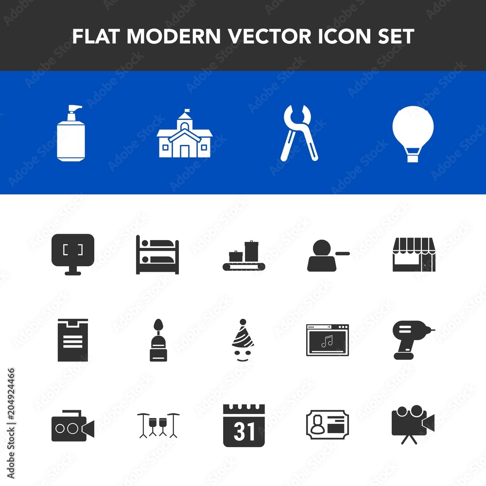 Modern, simple vector icon set with soap, supermarket, delivery, reparation, technology, tool, delete, fun, hotel, clown, doughnut, dessert, service, travel, market, food, sky, sweet, luggage icons Modern, simple vector icon set with soap, supermarket, delivery, reparation, technology, tool, delete, fun, hotel, clown, doughnut, dessert, service, travel, market, food, sky, sweet, luggage icons