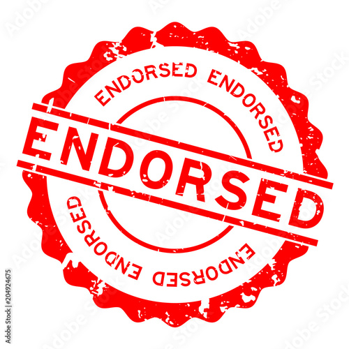 Grunge red endorsed round rubber seal stamp on white background