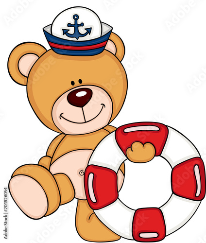 Cute sailor teddy bear with a float
