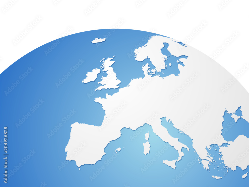 Europe vector map on world globe