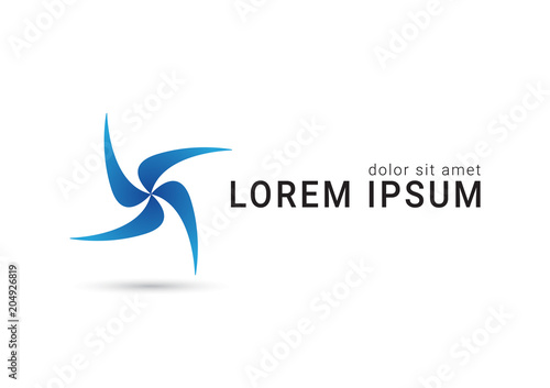 windmill vector logo design template, wave icon, spiral sign, twist symbol, vector illustration