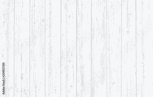 White wooden planks, table floor surface. Wooden board texture. Vector illustration.