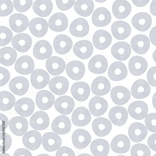 Gray striped circle shapes seamless pattern, vector