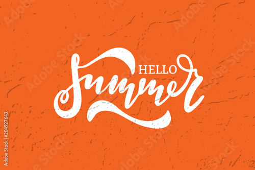 Hello Summer. Handwritten lettering typography. photo