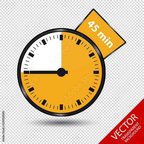 Timer 45 Minuten - Vektor Illustration - Freigestellt auf transparentem Hintergrund