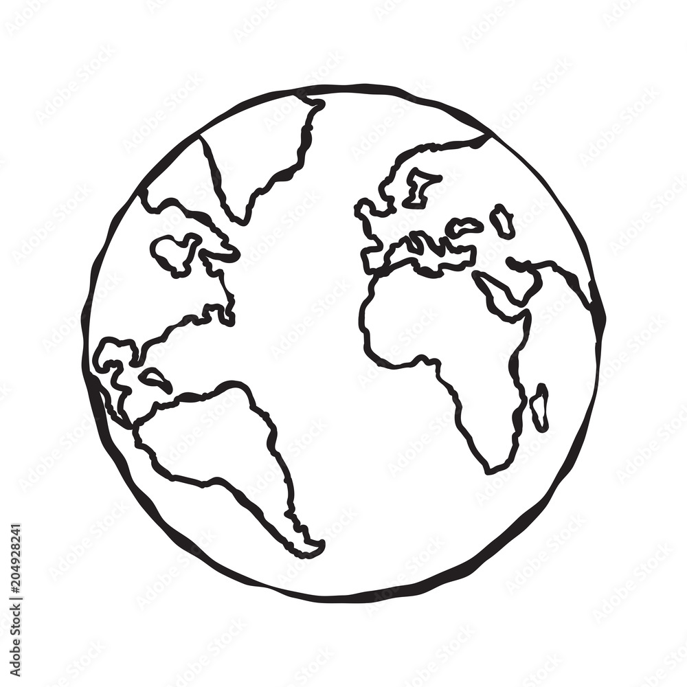 Single Black Sketch Of Earth Globe Illustration Planet Earth Isolated On White Sketch Doodle Vector Stock Vector Adobe Stock Single Black Sketch Of Earth Globe Illustration Planet Earth Isolated On White Sketch Doodle Vector Stock Vector Adobe Stock