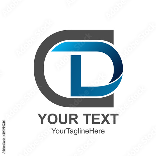 Initial letter CD logo design template element colored grey blue for business and company identity