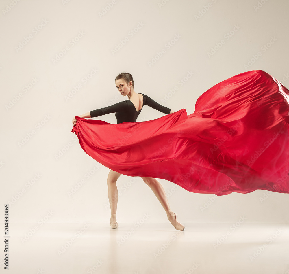 Fotografie Modern ballet dancer dancing in full body on white studio background