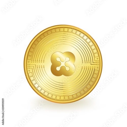 Ethos Cryptocurrency Golden Coin Isolated