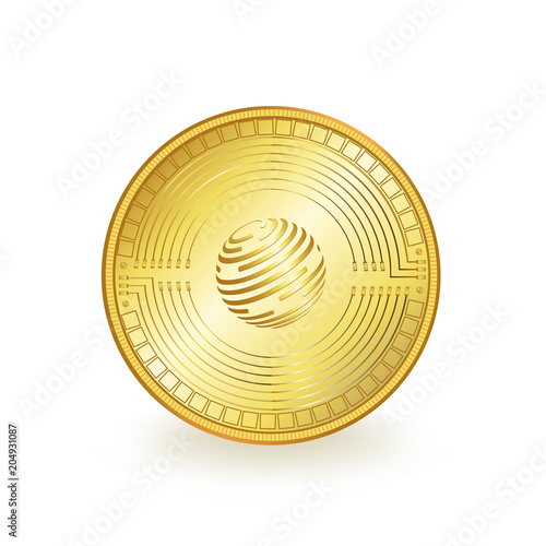 Factom Cryptocurrency Golden Coin Isolated