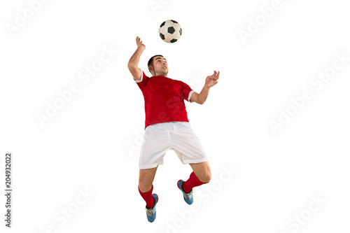 Fototapeta Naklejka Na Ścianę i Meble -  Professional football soccer player isolated white background
