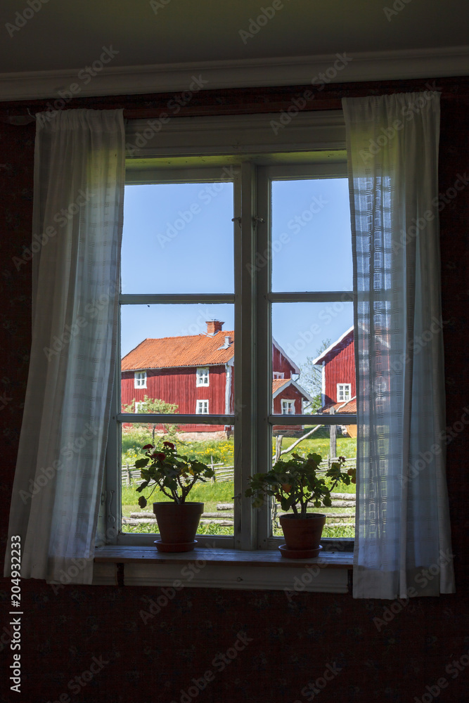 View from a window at the countryside View from a window at the countryside