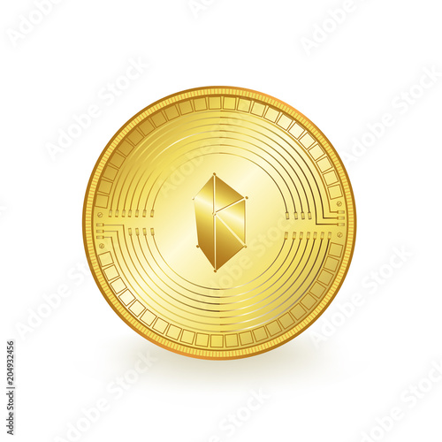 Kyber Network Cryptocurrency Golden Coin Isolated