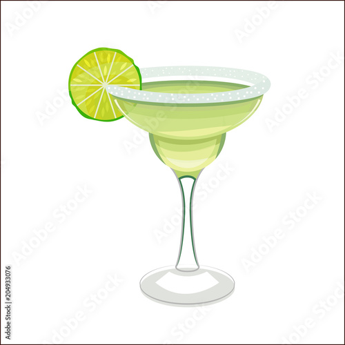 Margarita Cocktail in Cartoon Style