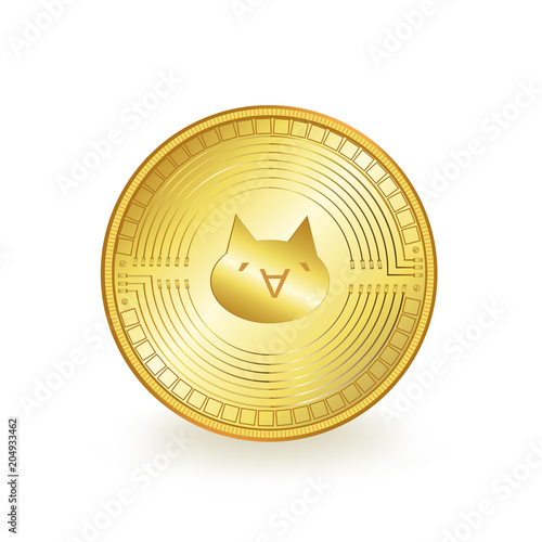 Monacoin Cryptocurrency Golden Coin Isolated