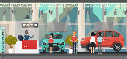 Trading or selling car center with cars