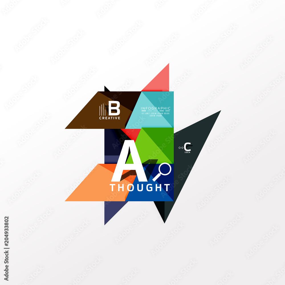 Geometric infographic banner, paper info diagram created with color shapes Geometric infographic banner, paper info diagram created with color shapes