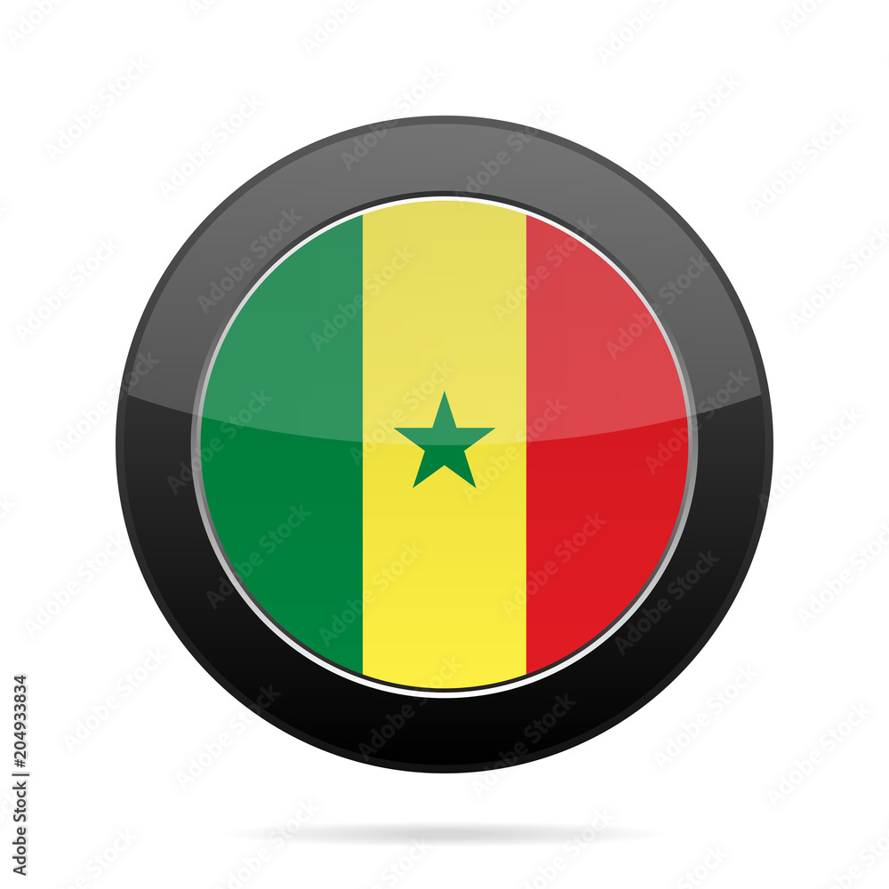 Flag of Senegal. Shiny black round button. Flag of Senegal. Shiny black round button.