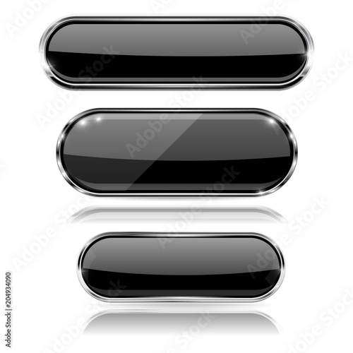 Black oval buttons with chrome frame