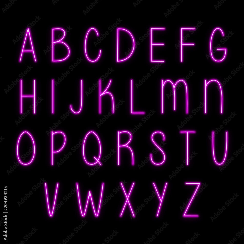 Neon Effect Pink Light ABC Letter Set