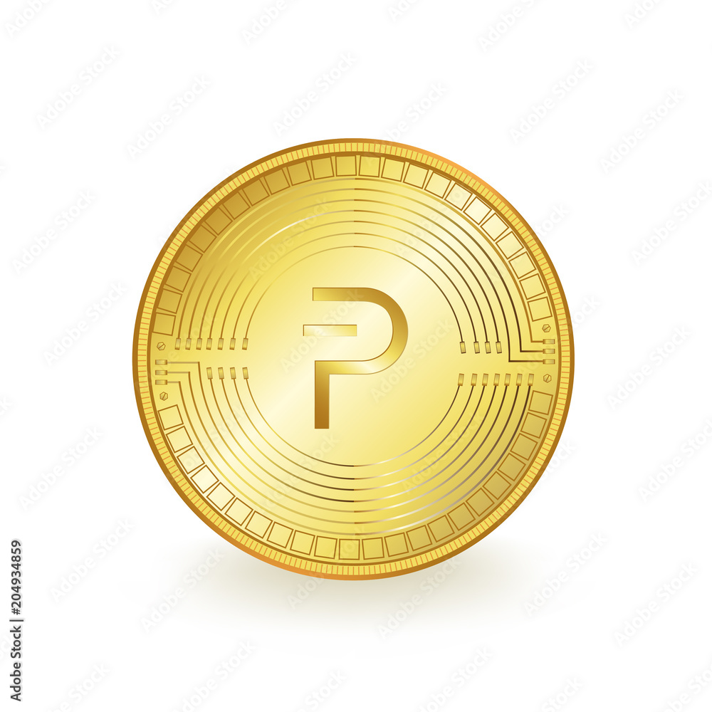 Pivx Cryptocurrency Golden Coin Isolated