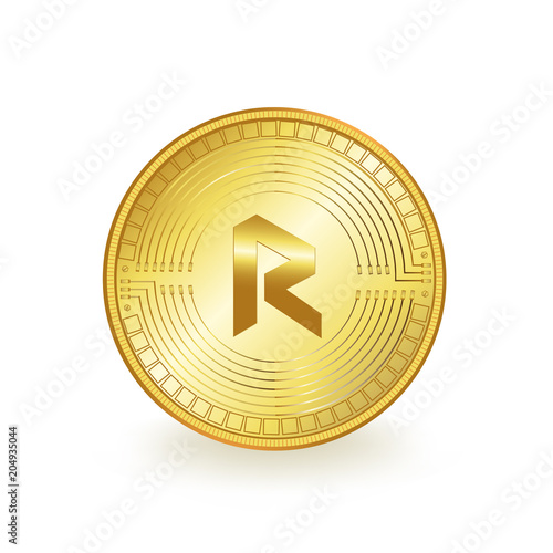 Revain Cryptocurrency Golden Coin Isolated