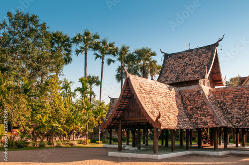 Beautiful Wat Ton Kwen wooden pavillion, Chiang Mai , Thailand © PixHound