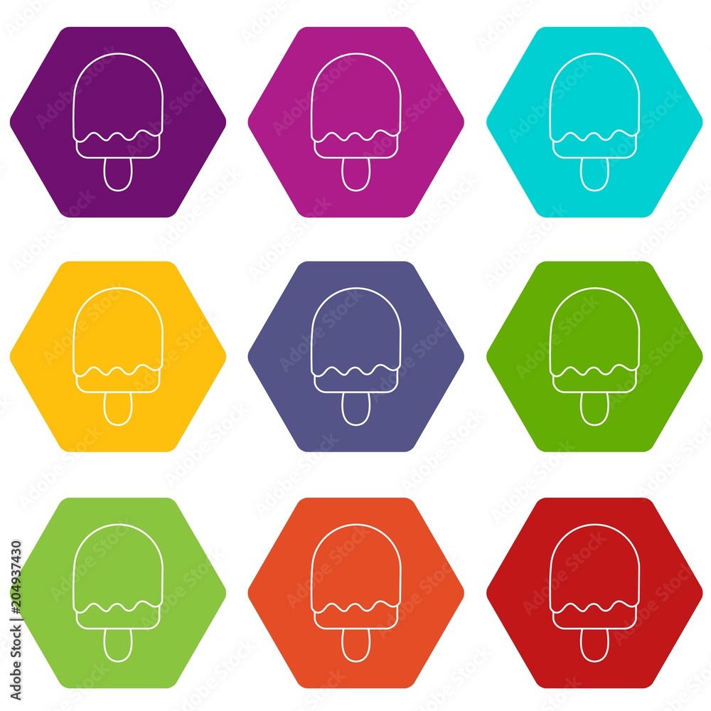 Semicircular ice cream icons set 9 vector Semicircular ice cream icons set 9 vector