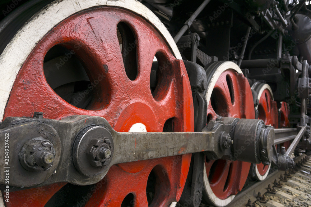 Fotka „wheels of an old functioning steam with drawbar and