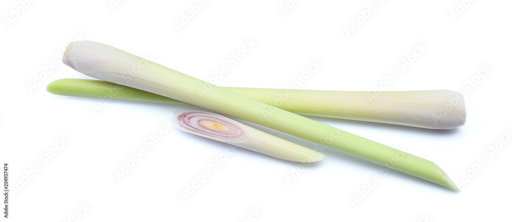 fresh Lemongrass with slice isolated on white background fresh Lemongrass with slice isolated on white background