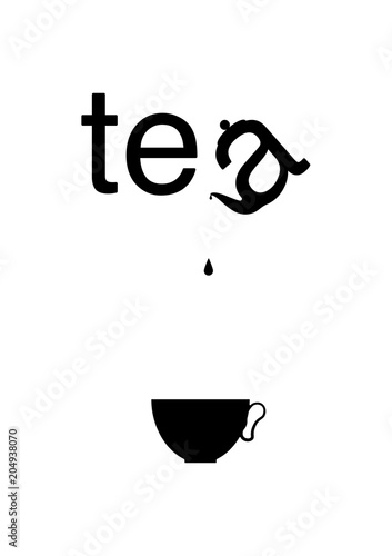 Calligraphy hand written phrases about tea. Tea shop lettering design collection. Tea time design template